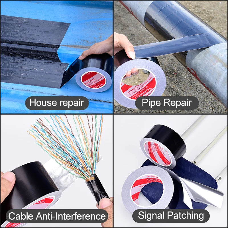 Schwarzes, langlebiges Aluminiumfolienband – wasserdichtes, selbstklebendes Reparaturband für Badewannen, Duschen, Toiletten, Küchen, Waschbecken und Wände