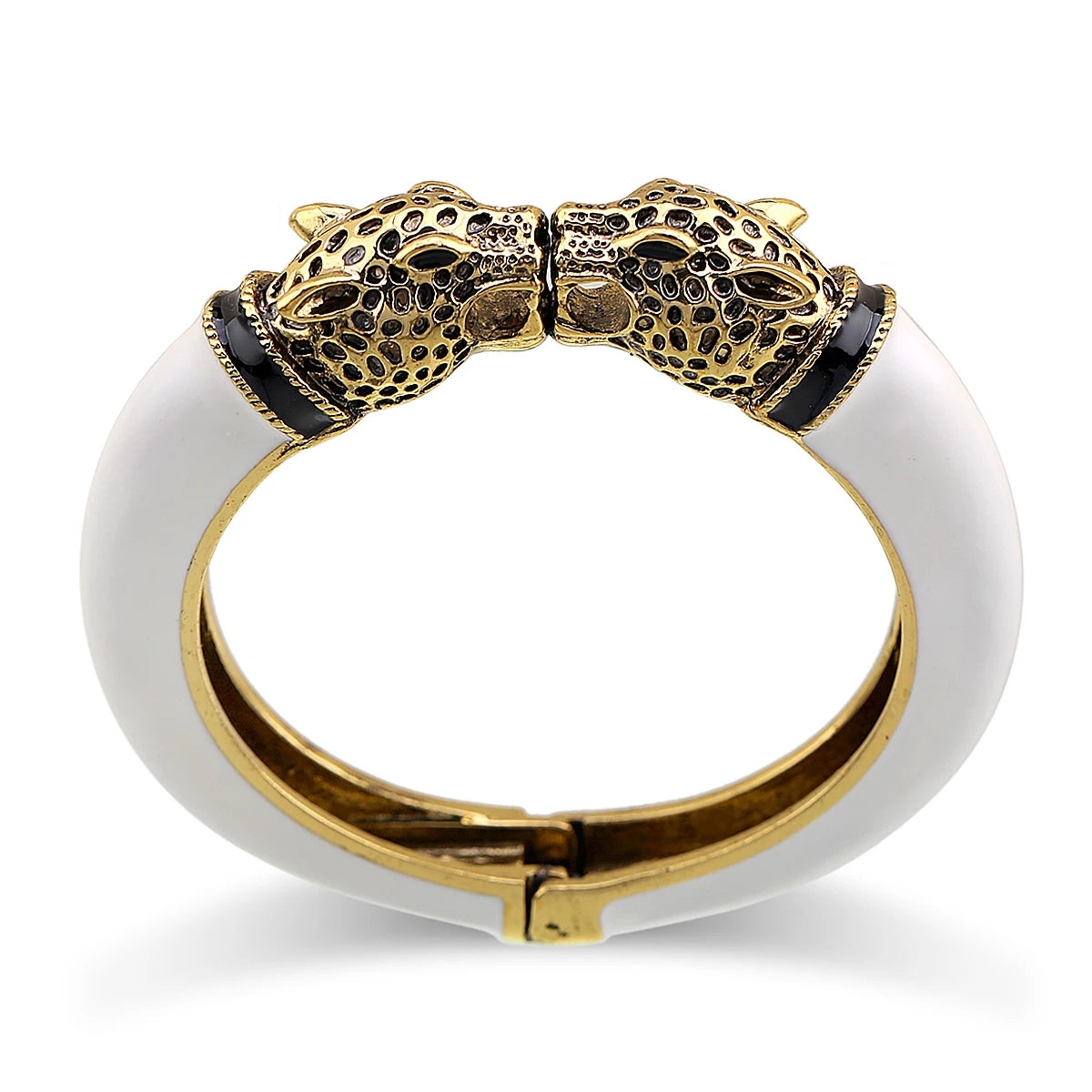 All Seasons Damen-Manschettenarmband für Party, antik vergoldet, Tier-Emaille, Leopardenkopf, Vintage-Armband, trendiger Schmuck