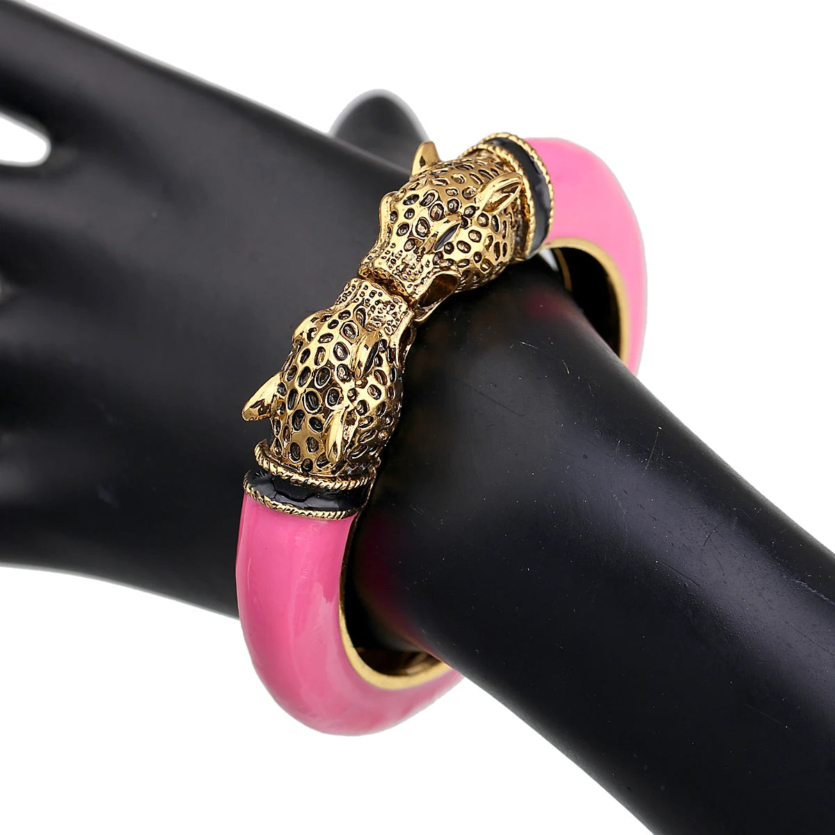 All Seasons Damen-Manschettenarmband für Party, antik vergoldet, Tier-Emaille, Leopardenkopf, Vintage-Armband, trendiger Schmuck