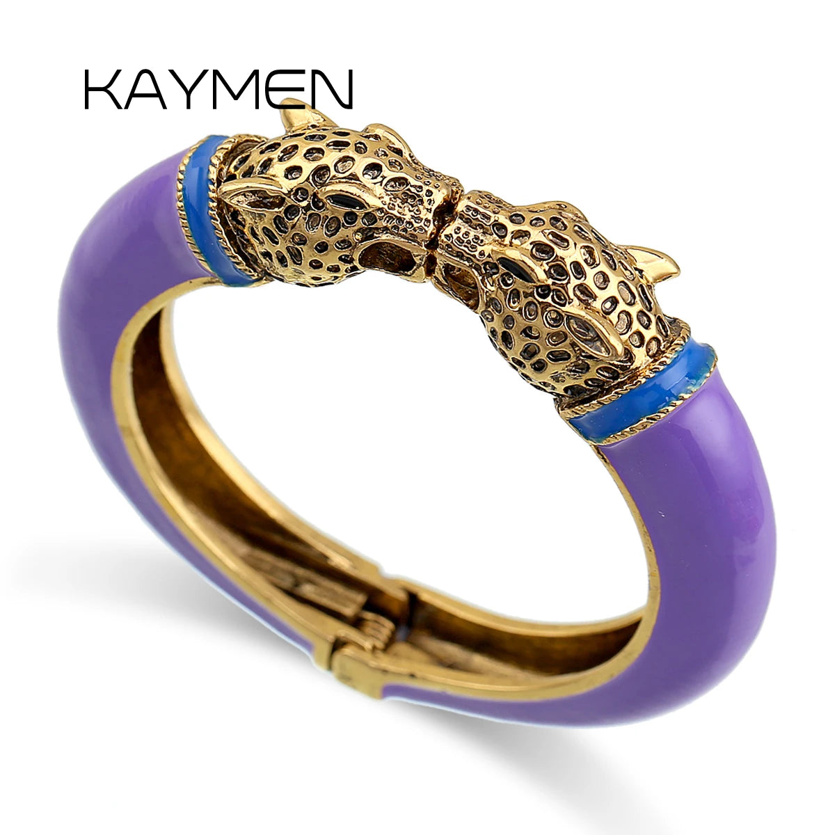 All Seasons Damen-Manschettenarmband für Party, antik vergoldet, Tier-Emaille, Leopardenkopf, Vintage-Armband, trendiger Schmuck