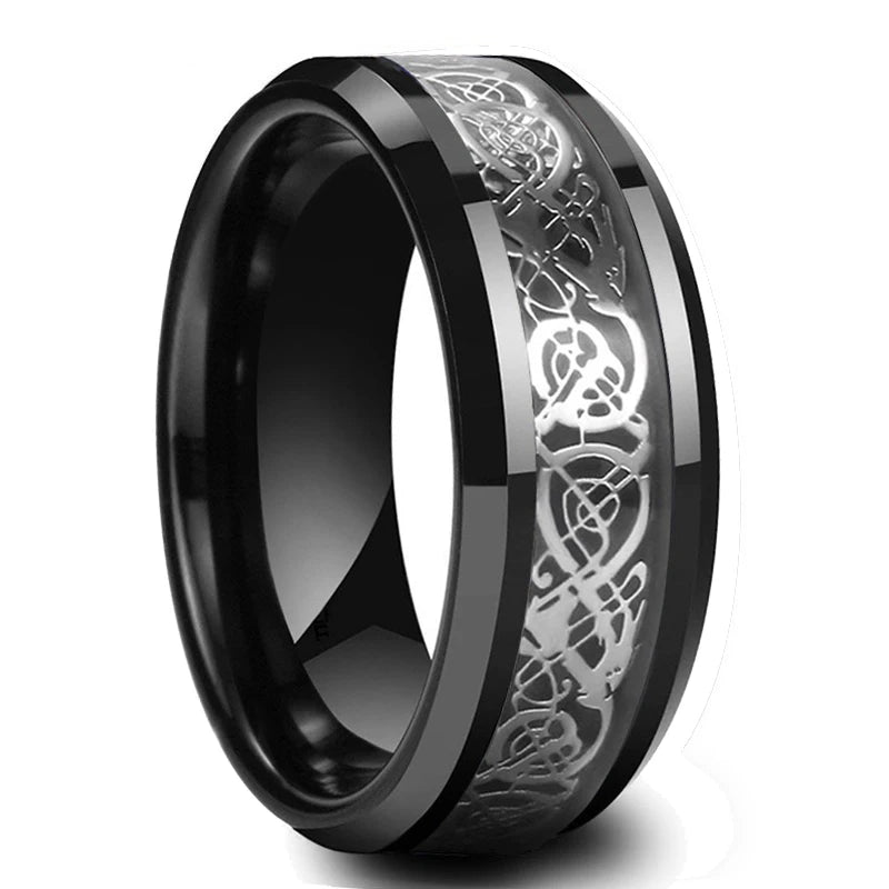 Moderne 8mm Schwarz Titan stahl Ringe für Männer Frauen Nut Facetten Edelstahl Männer Ring Hochzeit Band schmuck Großhandel