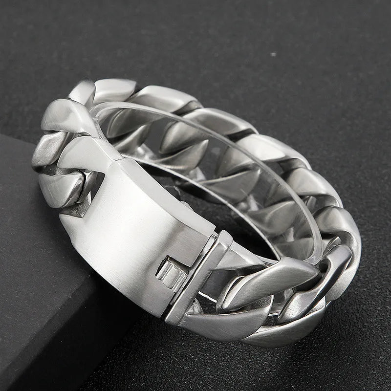 20/26/31MM 316L Edelstahl Curb Kubanisches Armband Riesige Schwere Silber Farbe Ton Schmuck Herren Frauen Biker Bike Kette Armbänder