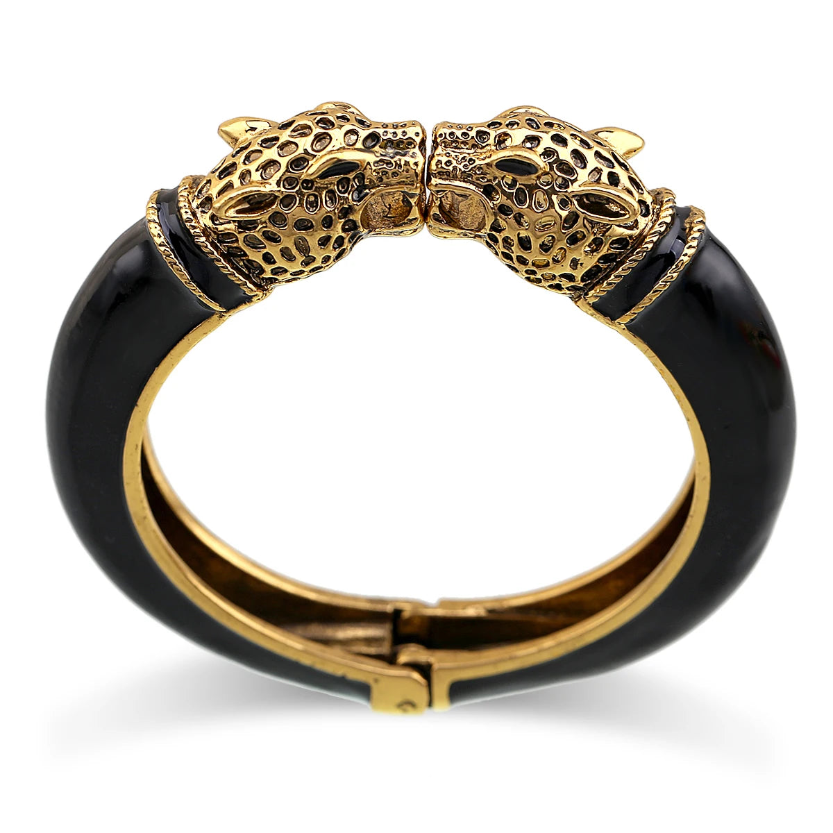 All Seasons Damen-Manschettenarmband für Party, antik vergoldet, Tier-Emaille, Leopardenkopf, Vintage-Armband, trendiger Schmuck