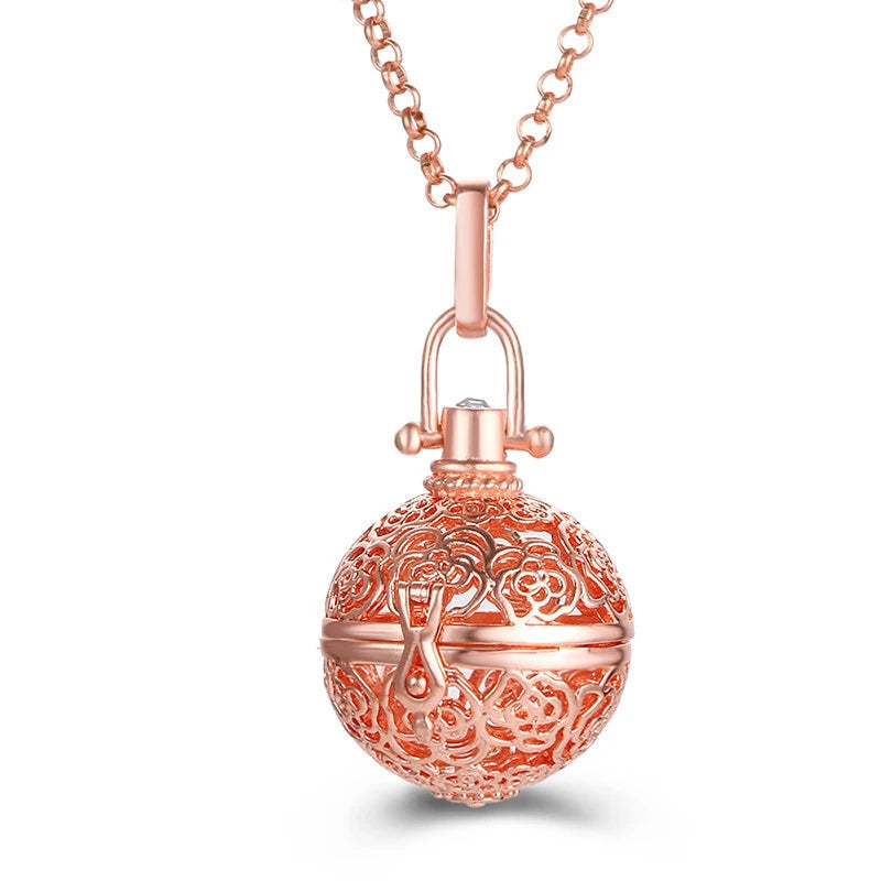 2020 beliebte Multi-Stile hohle Vintage-Halskette Schmuck Musik Ball Schwangerschaft Glocke Halskette Aroma ätherisches Öl Medaillon Anhänger