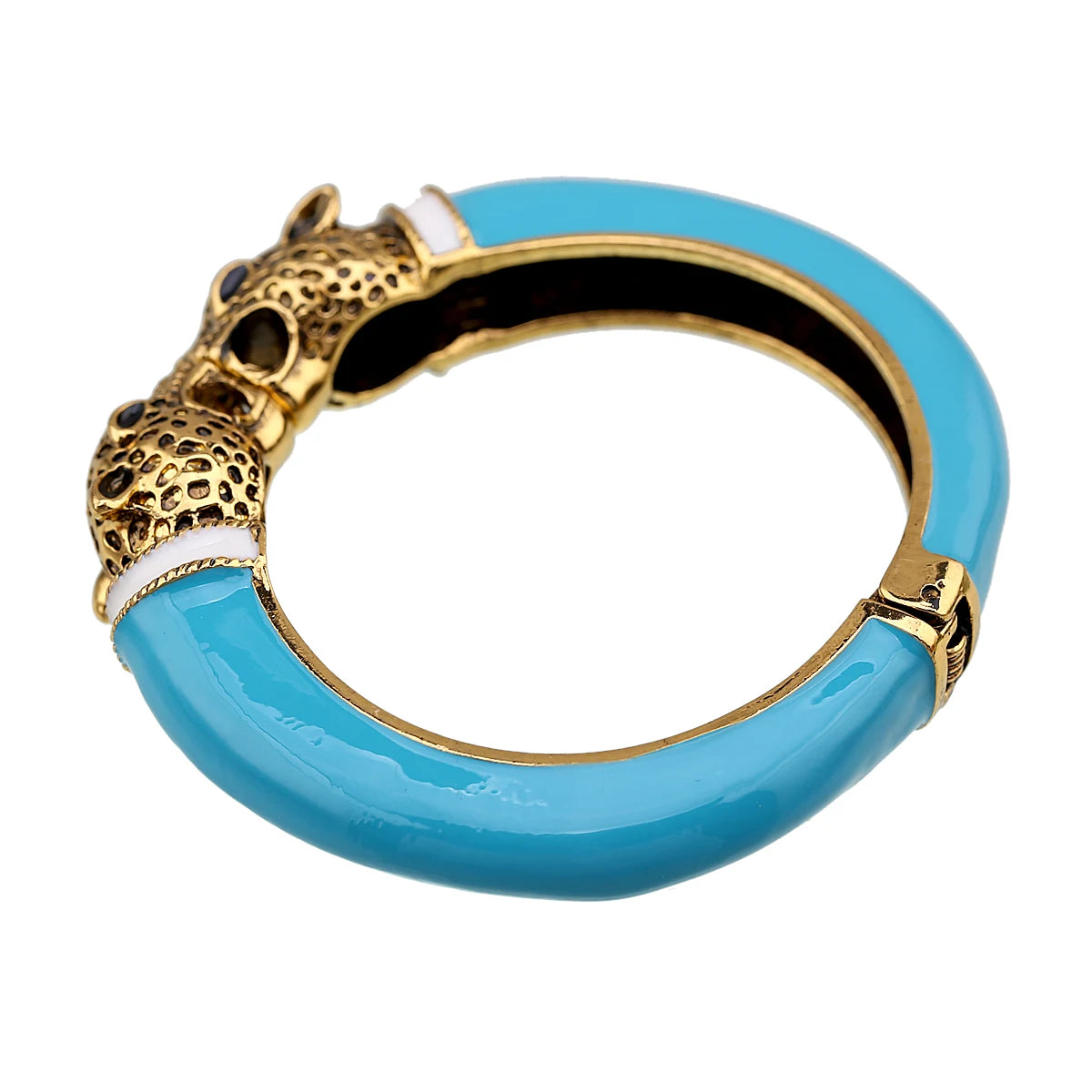 All Seasons Damen-Manschettenarmband für Party, antik vergoldet, Tier-Emaille, Leopardenkopf, Vintage-Armband, trendiger Schmuck