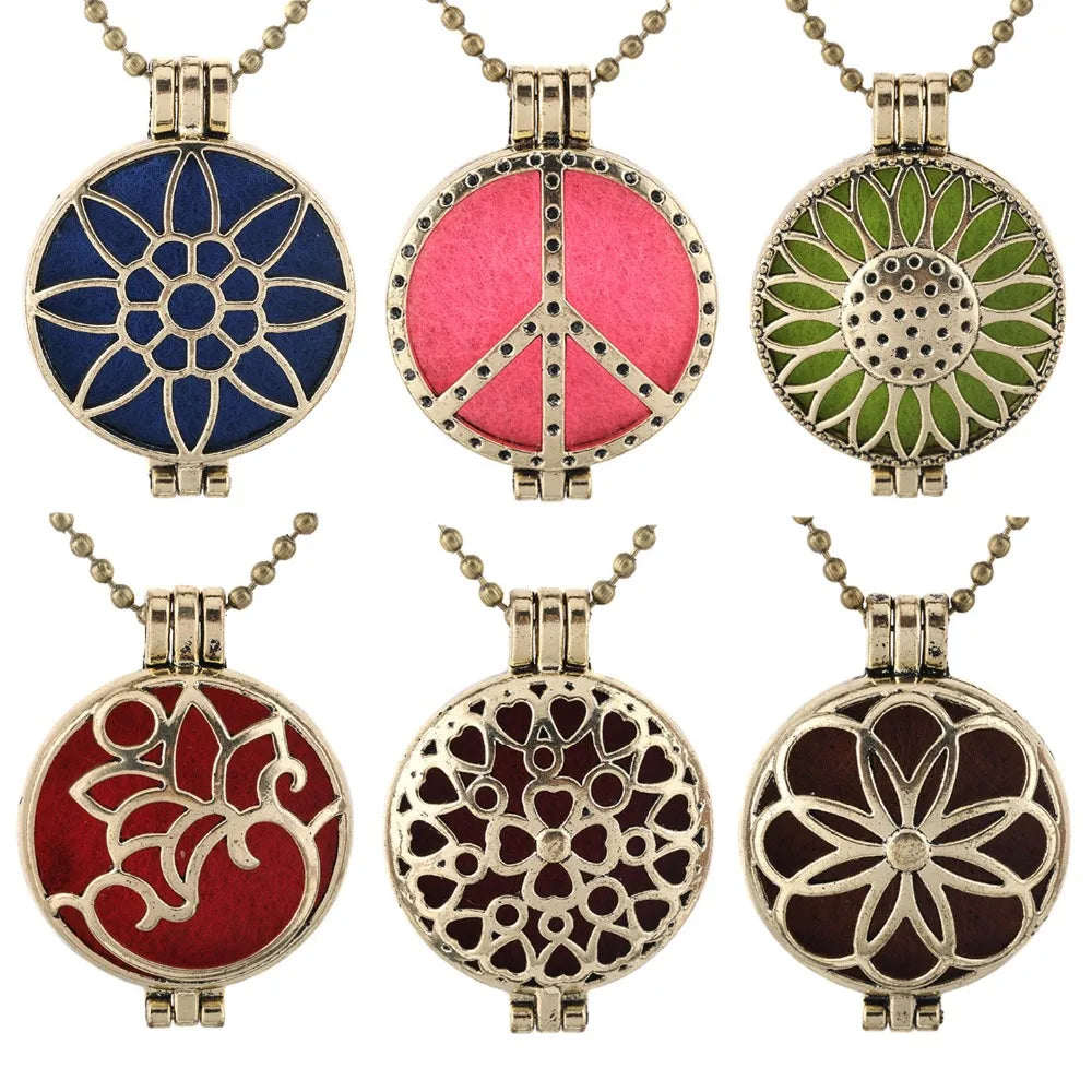 Neue Aroma Kaleidoskop Retro Halskette Antike Medaillon Anhänger Magnetische Parfüm Ätherisches Öl Diffusor Medaillon Aromatherapie Schmuck