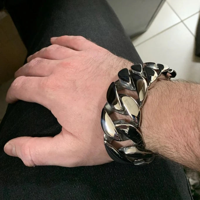20/26/31MM 316L Edelstahl Curb Kubanisches Armband Riesige Schwere Silber Farbe Ton Schmuck Herren Frauen Biker Bike Kette Armbänder