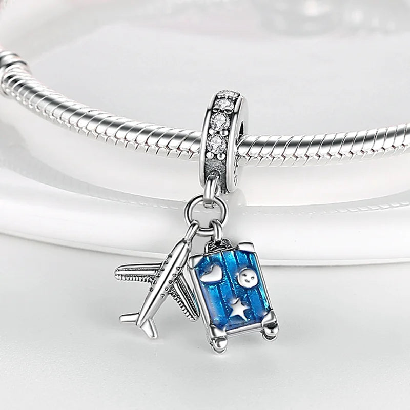 Echtes 925 Sterling Silber Buch Und Kaffeetasse Charms Fit Original Pand 3mm Armband Anhänger Perlen Frauen Edlen schmuck