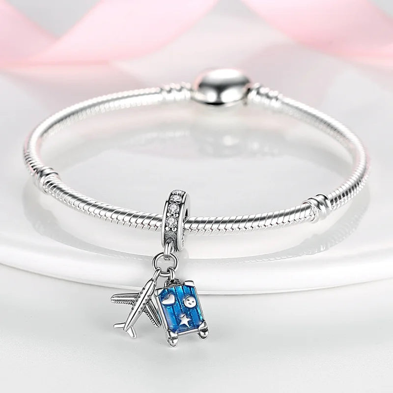 Echtes 925 Sterling Silber Buch Und Kaffeetasse Charms Fit Original Pand 3mm Armband Anhänger Perlen Frauen Edlen schmuck