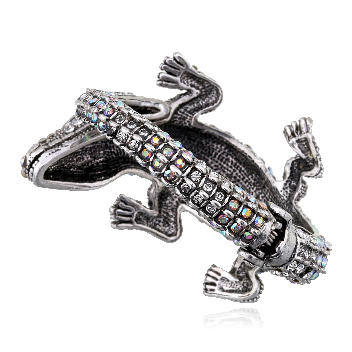 Neue Mode Tier Stil Vintage Krokodil Armreif Antike Goldene Überzogene Volle Strass Manschette Armreif Schmuck 4 Farben