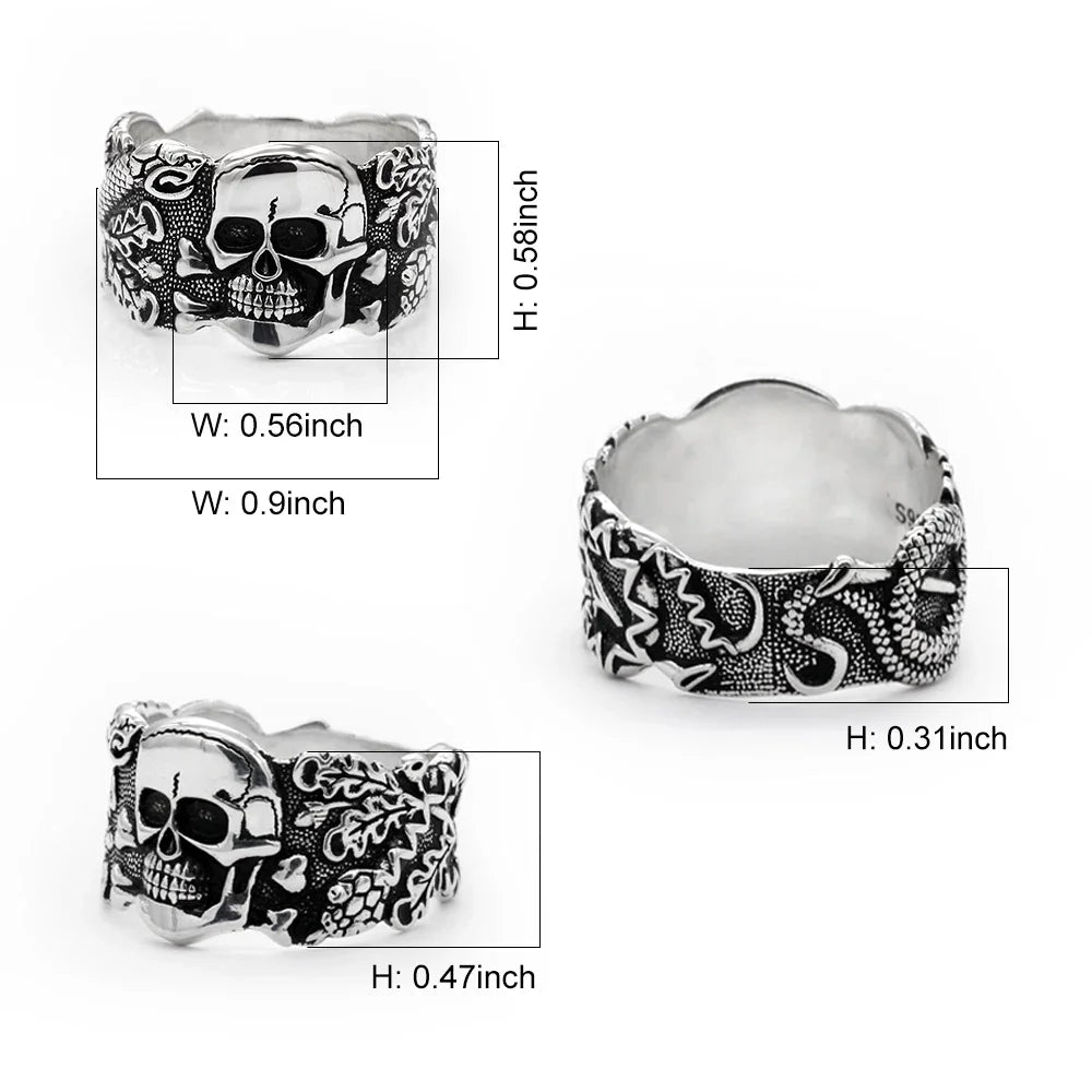 Vintage S925 Sterling Silber Totenkopf Kopf Böser Dämon Vintage Punk Gothic Rock Persönlichkeit Vielseitiger High-End-Ring Geschenk