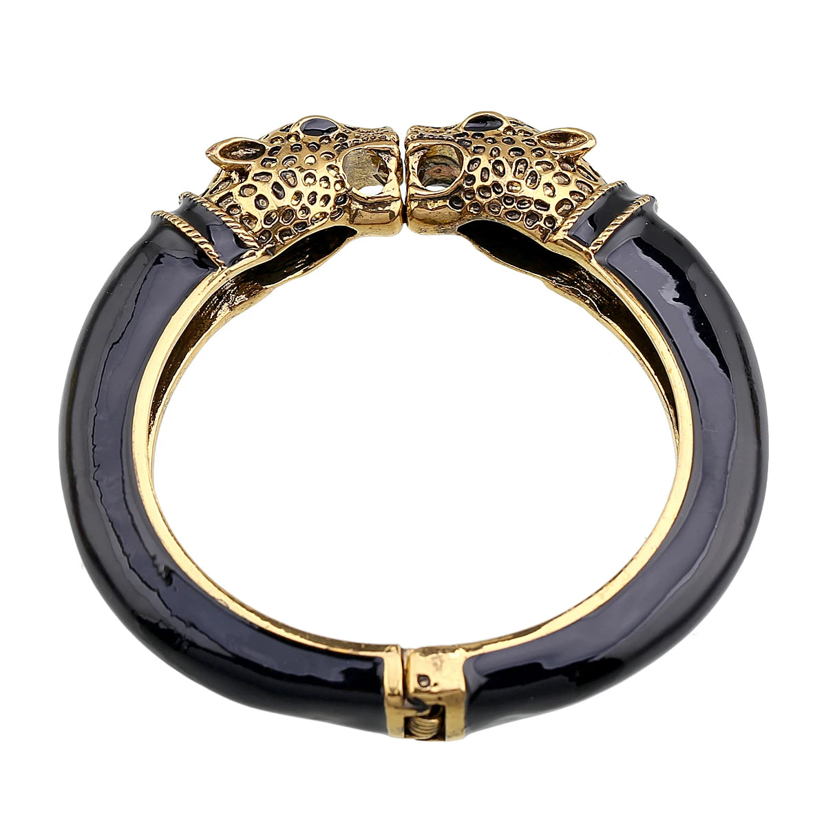 All Seasons Damen-Manschettenarmband für Party, antik vergoldet, Tier-Emaille, Leopardenkopf, Vintage-Armband, trendiger Schmuck