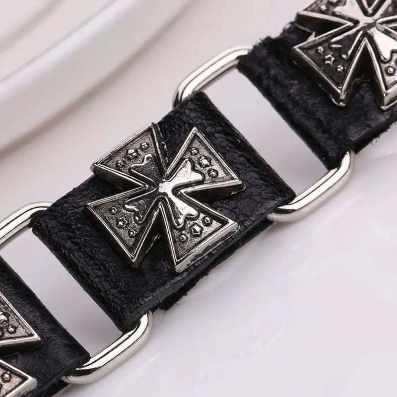2022 neue männer Punk Einstellbare Lederband Armband Metall Quer Manschette Armreif Armband 2020 trend