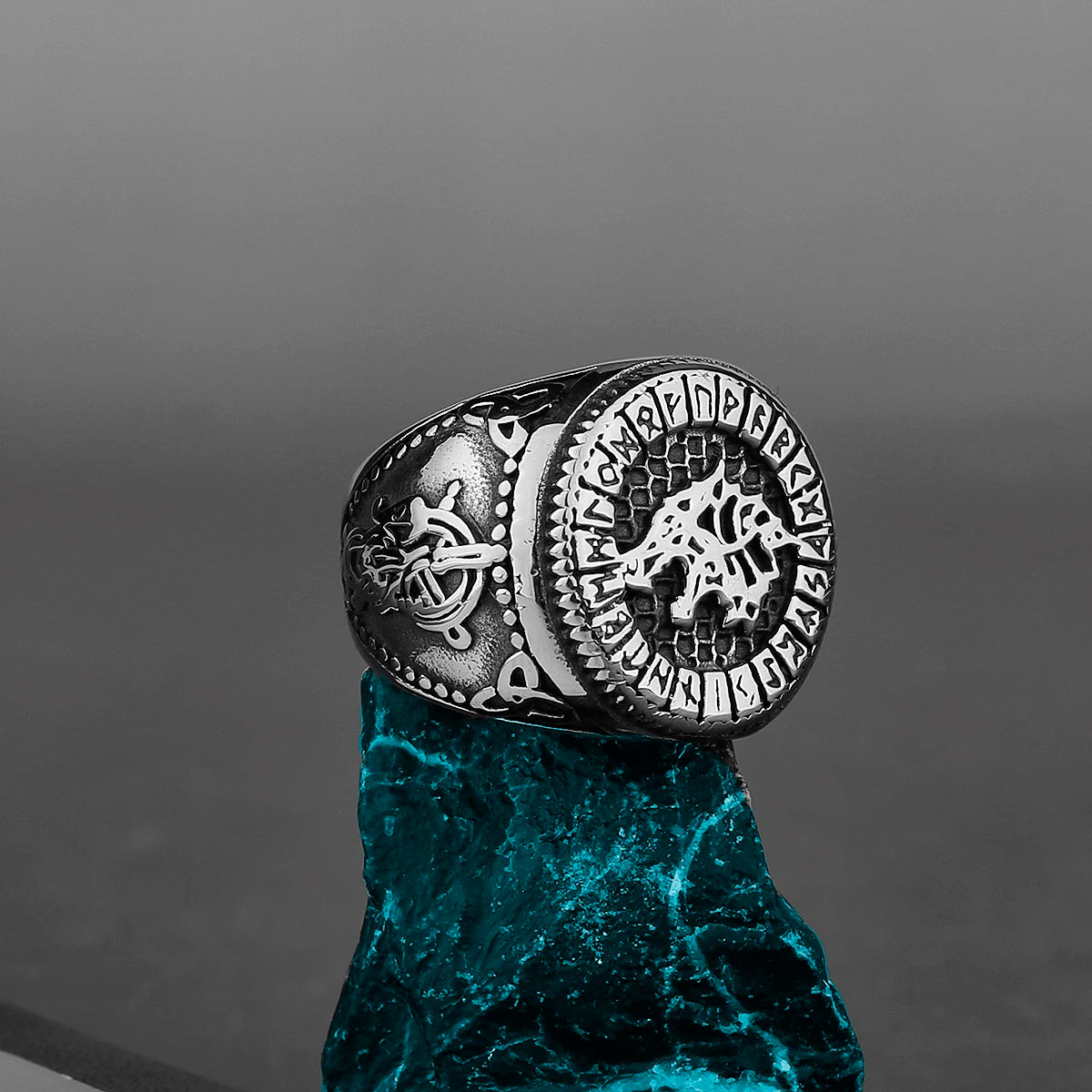 Nordic Viking Edelstahl Ring Anker Kompass Baum des Lebens Viking Rune Wolf Männer und Frauen Ring Schmuck Fabrik Großhandel