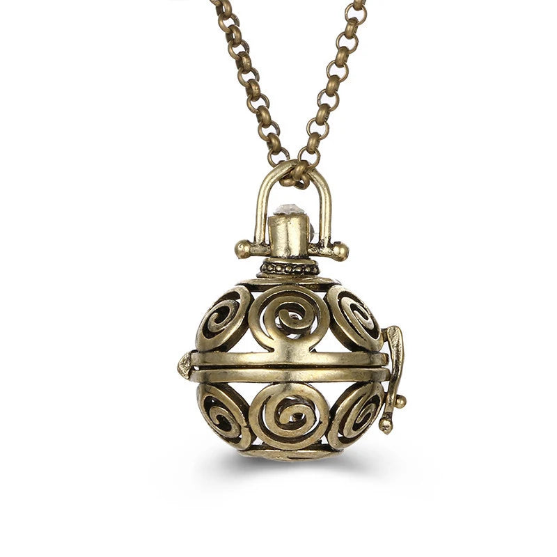 2020 beliebte Multi-Stile hohle Vintage-Halskette Schmuck Musik Ball Schwangerschaft Glocke Halskette Aroma ätherisches Öl Medaillon Anhänger