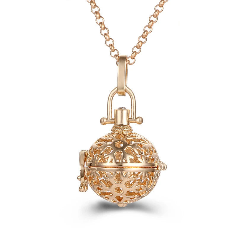 2020 beliebte Multi-Stile hohle Vintage-Halskette Schmuck Musik Ball Schwangerschaft Glocke Halskette Aroma ätherisches Öl Medaillon Anhänger
