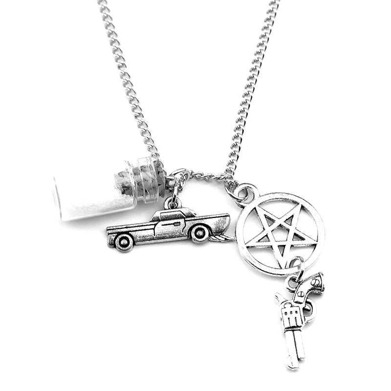 Supernatural Dean Lederseil Kupferfarbener Anhänger Kette Halskette für Damen Herren Winchester Jensen Ackles Amulett Vintage Schmuck Goth