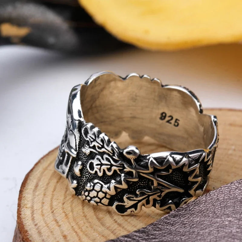 Vintage S925 Sterling Silber Totenkopf Kopf Böser Dämon Vintage Punk Gothic Rock Persönlichkeit Vielseitiger High-End-Ring Geschenk