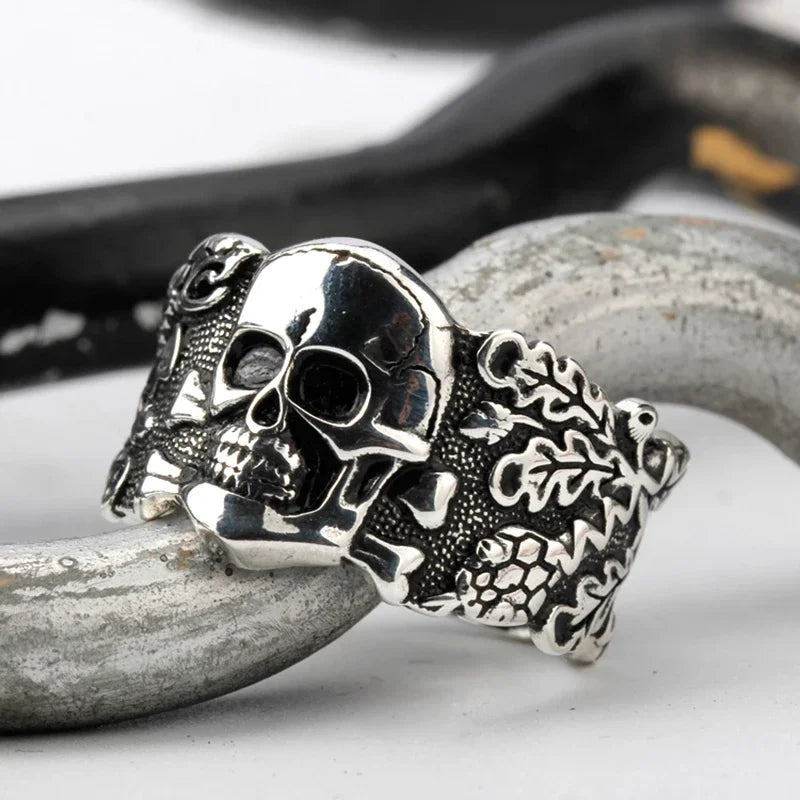 Vintage S925 Sterling Silber Totenkopf Kopf Böser Dämon Vintage Punk Gothic Rock Persönlichkeit Vielseitiger High-End-Ring Geschenk