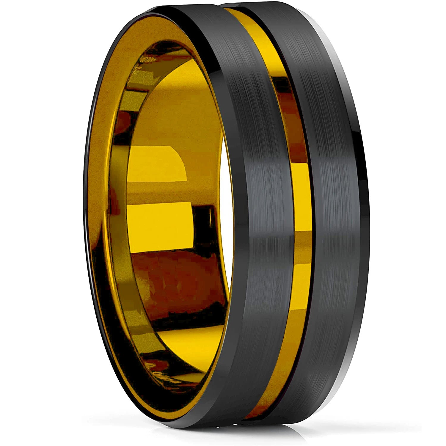 Moderne 8mm Schwarz Titan stahl Ringe für Männer Frauen Nut Facetten Edelstahl Männer Ring Hochzeit Band schmuck Großhandel