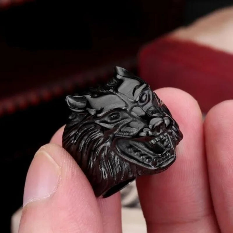 2025 Vintage Wolf Kopf Ringe Für Männer Schmuck Zubehör Punk Edelstahl Rock Biker Ringe Großhandel
