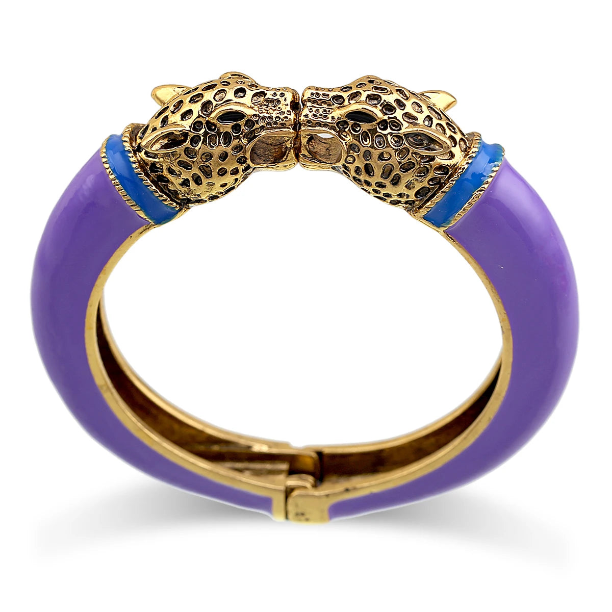 All Seasons Damen-Manschettenarmband für Party, antik vergoldet, Tier-Emaille, Leopardenkopf, Vintage-Armband, trendiger Schmuck