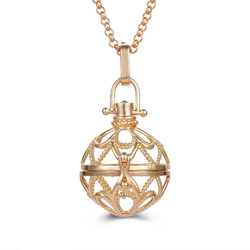 2020 beliebte Multi-Stile hohle Vintage-Halskette Schmuck Musik Ball Schwangerschaft Glocke Halskette Aroma ätherisches Öl Medaillon Anhänger