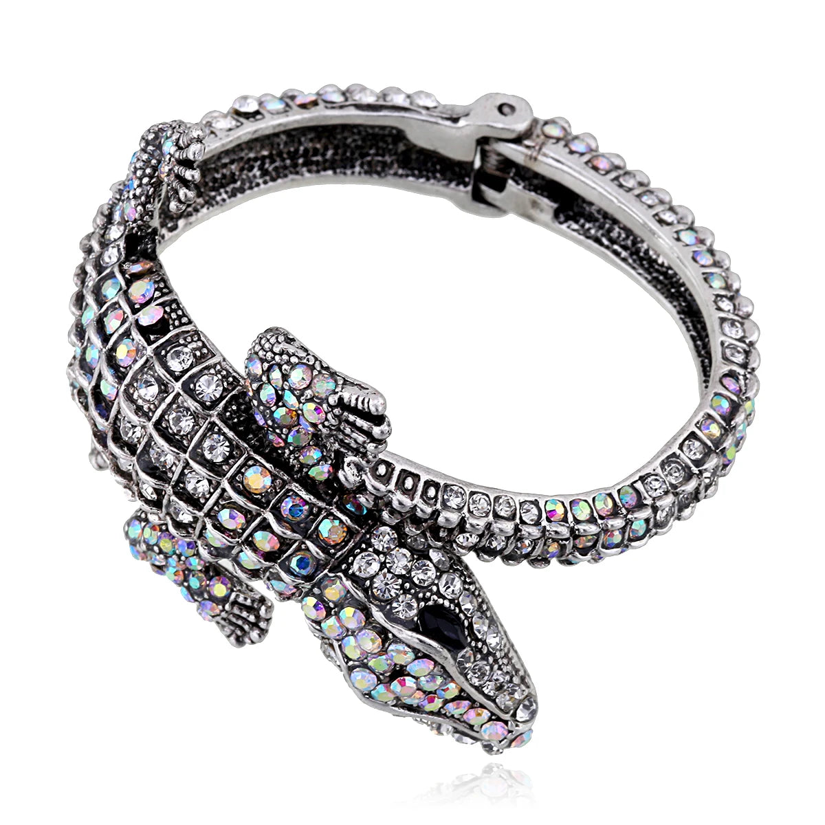 Neue Mode Tier Stil Vintage Krokodil Armreif Antike Goldene Überzogene Volle Strass Manschette Armreif Schmuck 4 Farben