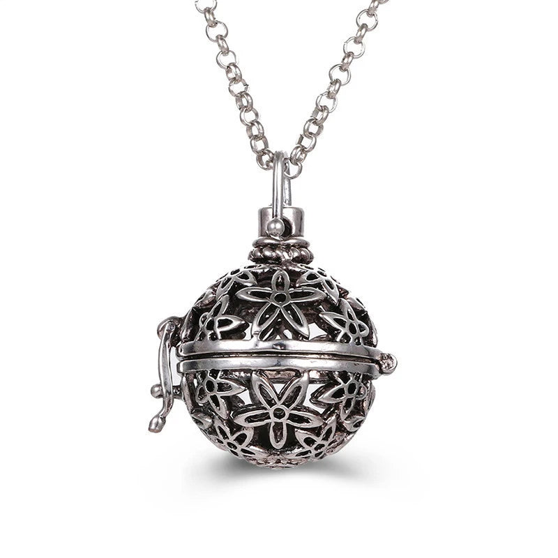 2020 beliebte Multi-Stile hohle Vintage-Halskette Schmuck Musik Ball Schwangerschaft Glocke Halskette Aroma ätherisches Öl Medaillon Anhänger