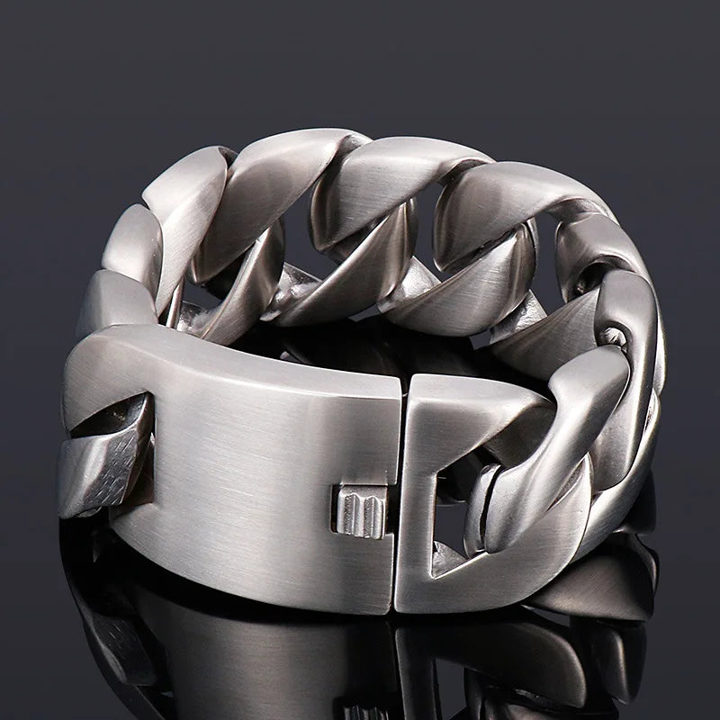 20/26/31MM 316L Edelstahl Curb Kubanisches Armband Riesige Schwere Silber Farbe Ton Schmuck Herren Frauen Biker Bike Kette Armbänder