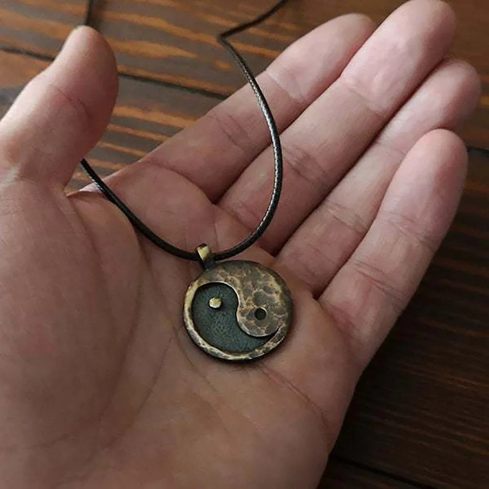 Vintage Taichi Symbol Yin Yang Halskette für Männer Antike aussehende hochwertige Anhänger handgemachte Halsketten Schmuck Geburtstagsgeschenk