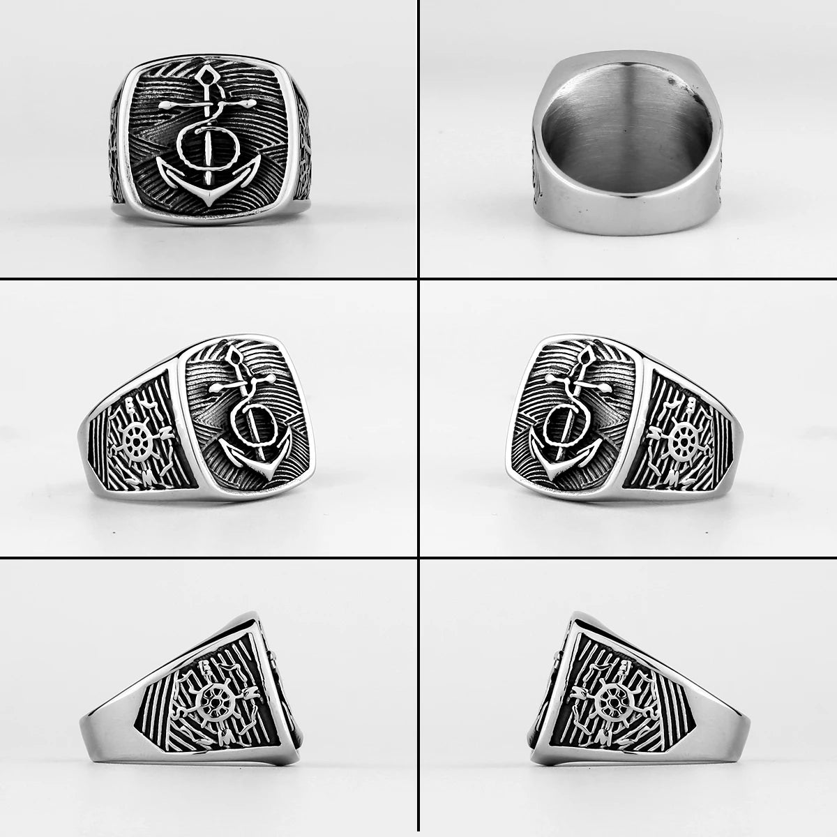 Nordic Viking Edelstahl Ring Anker Kompass Baum des Lebens Viking Rune Wolf Männer und Frauen Ring Schmuck Fabrik Großhandel
