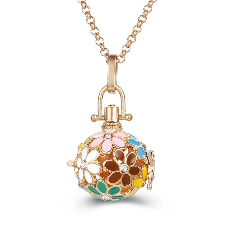 2020 beliebte Multi-Stile hohle Vintage-Halskette Schmuck Musik Ball Schwangerschaft Glocke Halskette Aroma ätherisches Öl Medaillon Anhänger