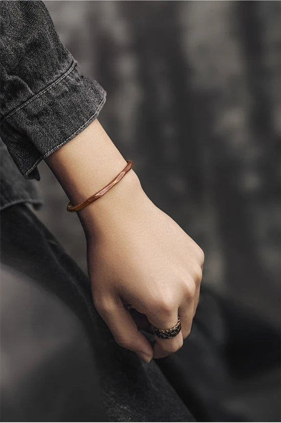 Handgefertigtes Armband aus reinem Kupfer, Kunsthandwerk, alter Manschettenarmreif, rustikaler Punk, Unisex, Wikinger-Schmuck, Straße, rotes Metall
