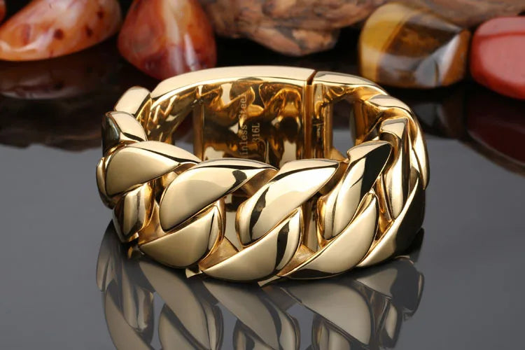 20/26/31MM 316L Edelstahl Curb Kubanisches Armband Riesige Schwere Silber Farbe Ton Schmuck Herren Frauen Biker Bike Kette Armbänder