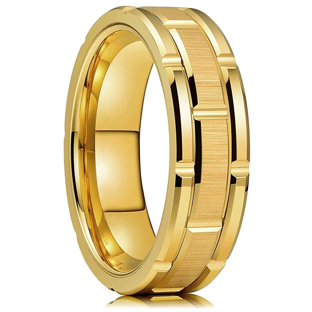 Moderne 8mm Schwarz Titan stahl Ringe für Männer Frauen Nut Facetten Edelstahl Männer Ring Hochzeit Band schmuck Großhandel