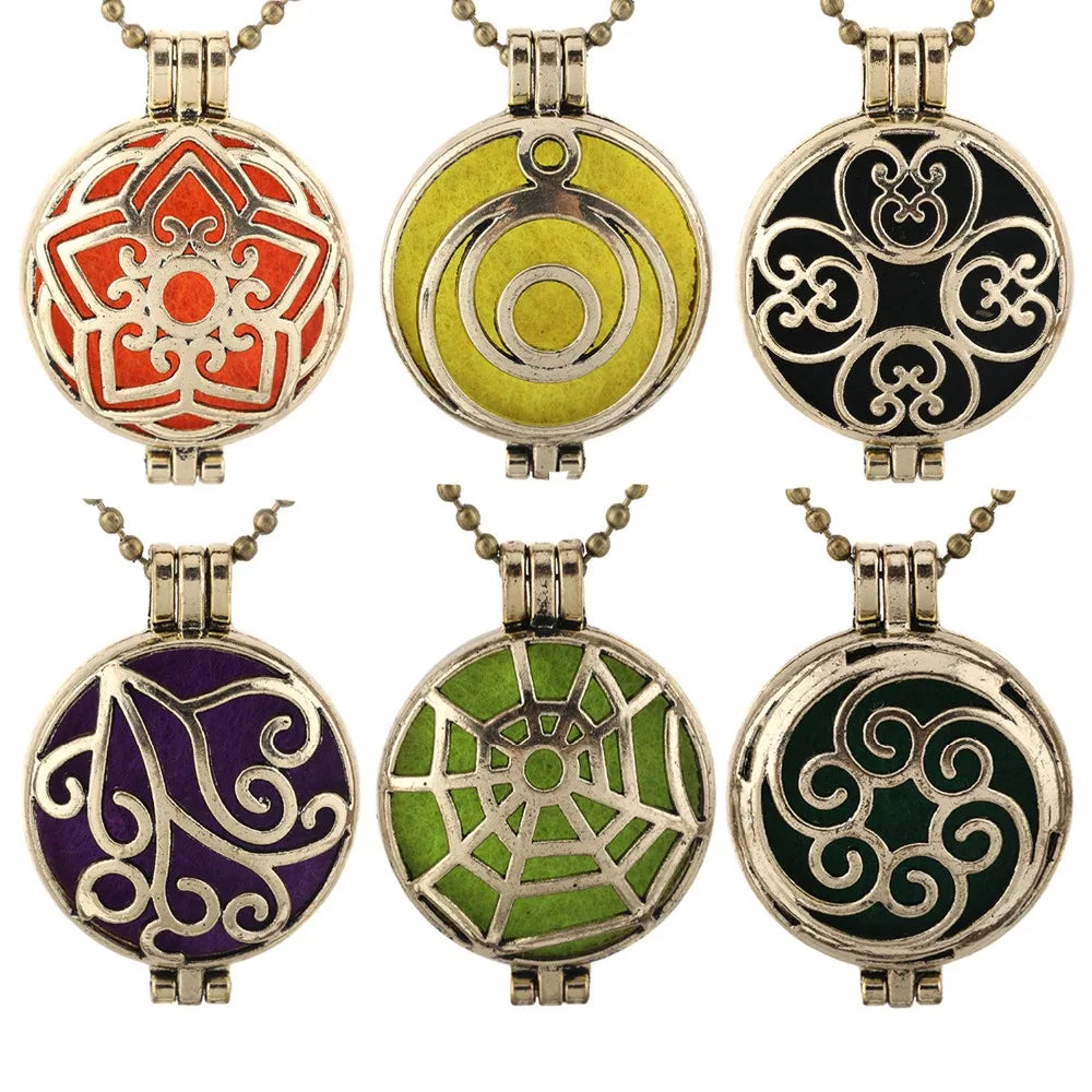 Neue Aroma Kaleidoskop Retro Halskette Antike Medaillon Anhänger Magnetische Parfüm Ätherisches Öl Diffusor Medaillon Aromatherapie Schmuck