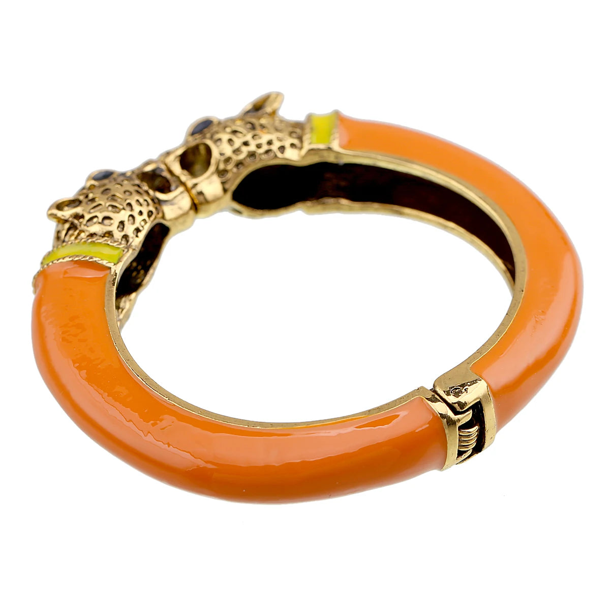 All Seasons Damen-Manschettenarmband für Party, antik vergoldet, Tier-Emaille, Leopardenkopf, Vintage-Armband, trendiger Schmuck