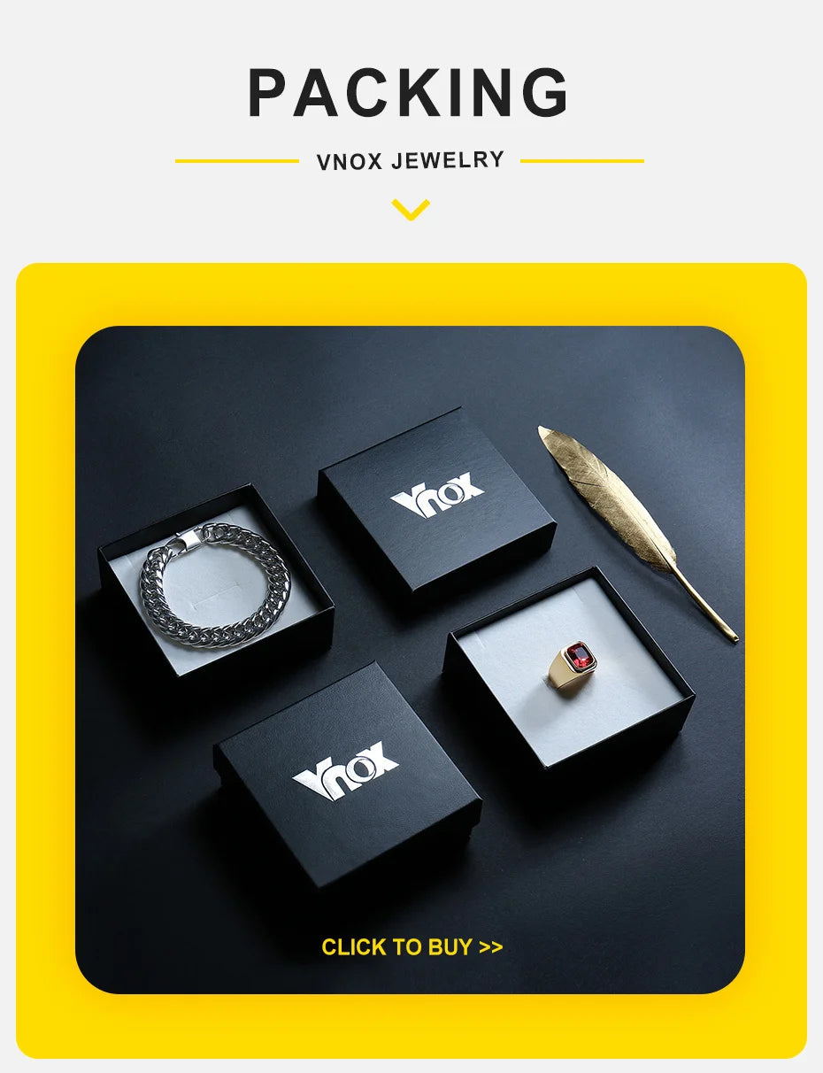 Vnox Black Square Stein Halsketten für Männer, Retro Silber Farbe Edelstahl geometrischen Anhänger Kragen mit Box Kette