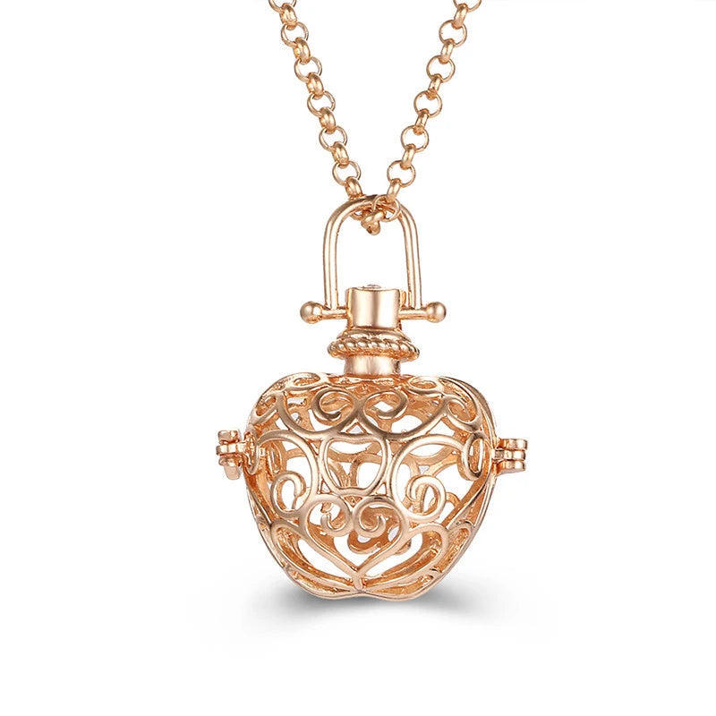 2020 beliebte Multi-Stile hohle Vintage-Halskette Schmuck Musik Ball Schwangerschaft Glocke Halskette Aroma ätherisches Öl Medaillon Anhänger