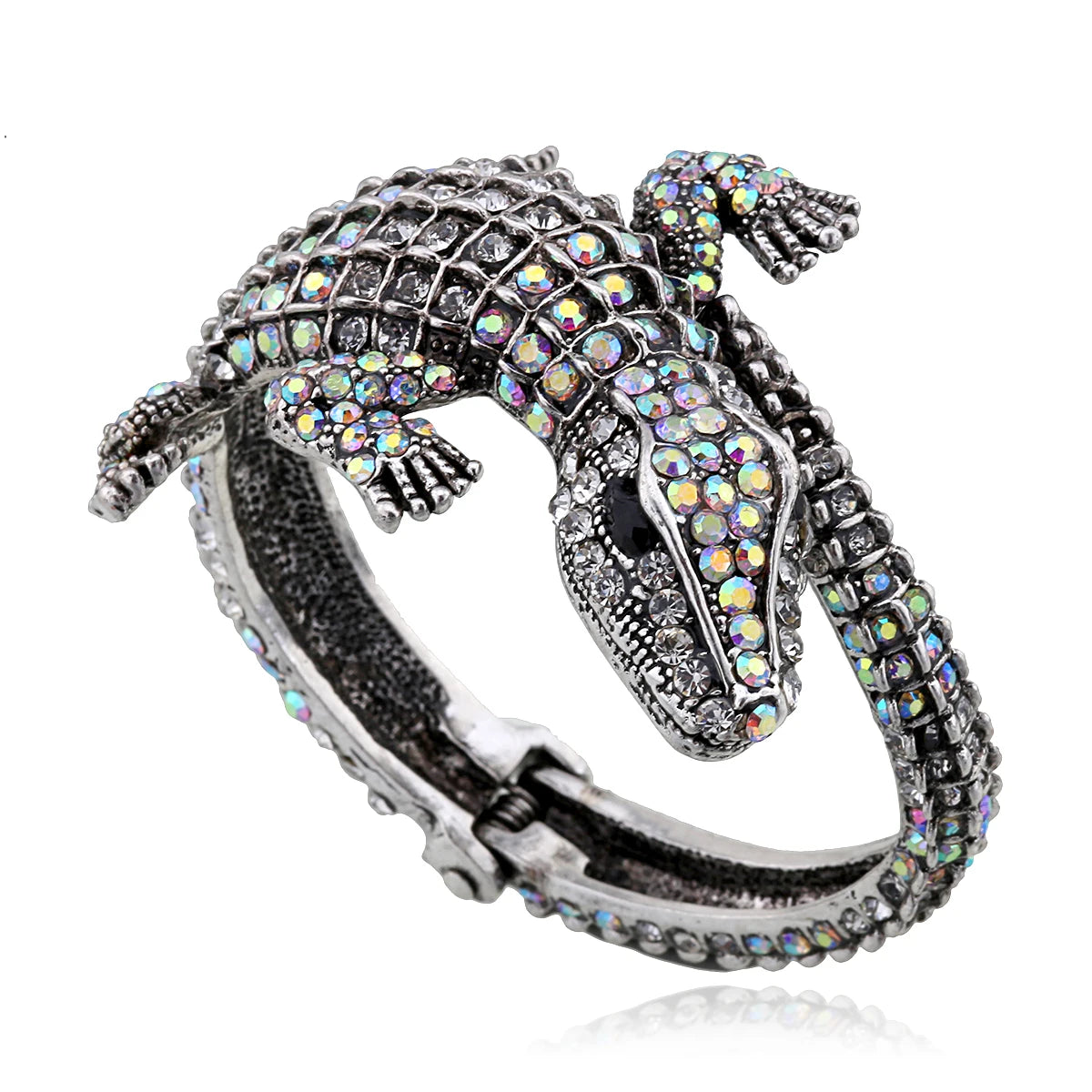Neue Mode Tier Stil Vintage Krokodil Armreif Antike Goldene Überzogene Volle Strass Manschette Armreif Schmuck 4 Farben