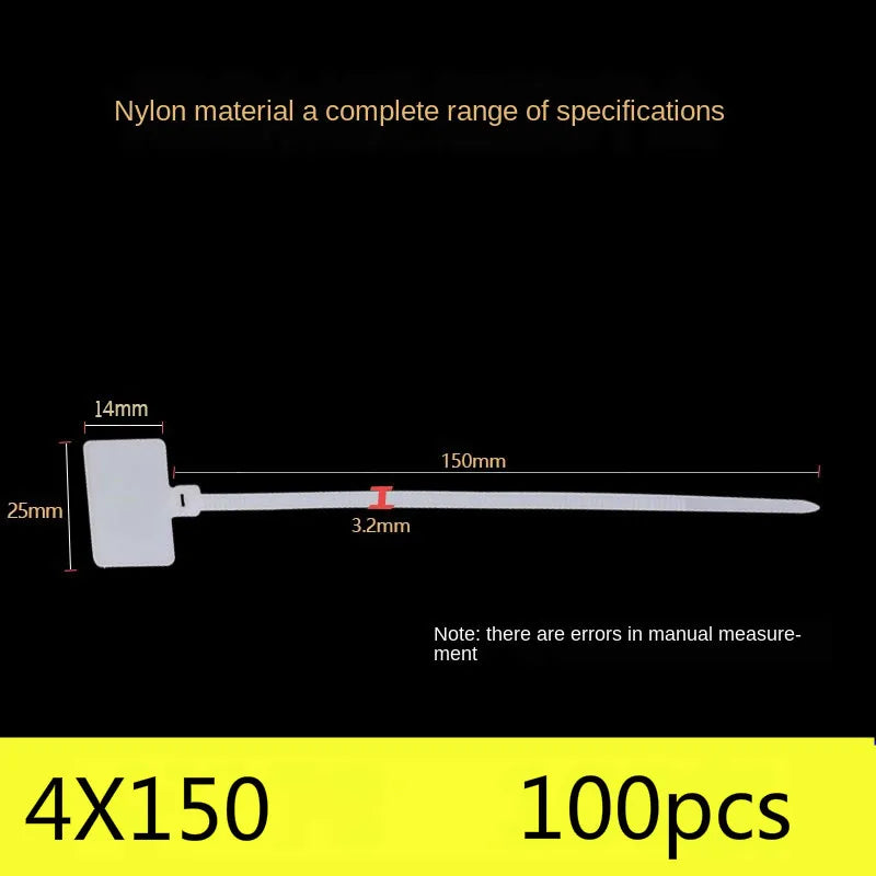 100 Stück Kabelbinder zum Schreiben von Draht, Stromkabel, Etiketten, Markierungsetiketten, Nylon, selbstsichernde Krawatte, Netzwerkkabel, Markierungskabel, Drahtband, Reißverschluss