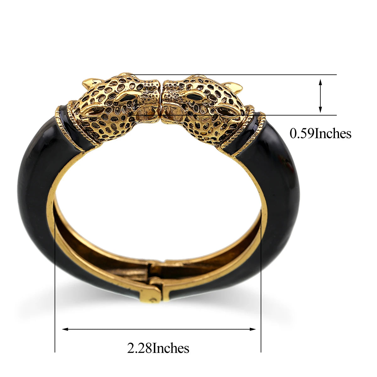 All Seasons Damen-Manschettenarmband für Party, antik vergoldet, Tier-Emaille, Leopardenkopf, Vintage-Armband, trendiger Schmuck