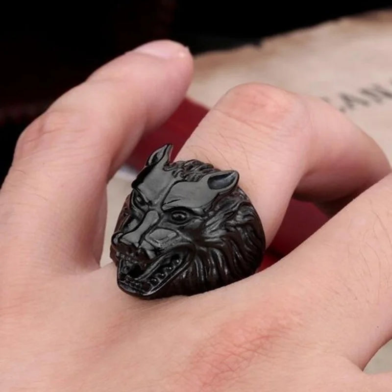 2025 Vintage Wolf Kopf Ringe Für Männer Schmuck Zubehör Punk Edelstahl Rock Biker Ringe Großhandel