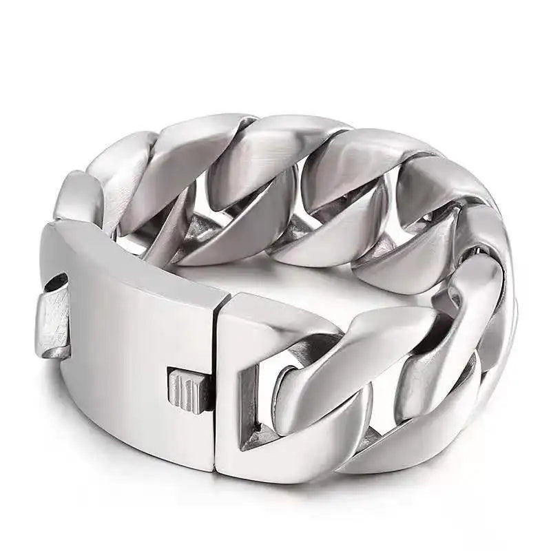 20/26/31MM 316L Edelstahl Curb Kubanisches Armband Riesige Schwere Silber Farbe Ton Schmuck Herren Frauen Biker Bike Kette Armbänder