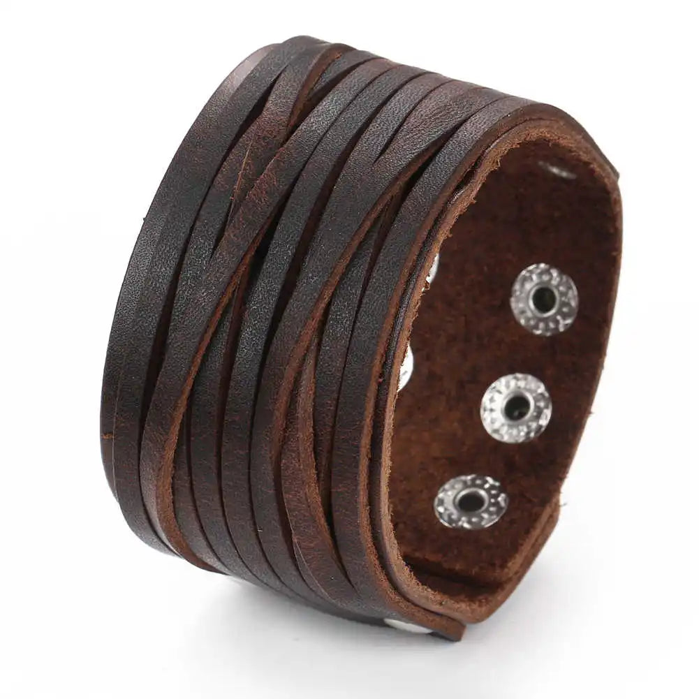 2024 Trend Schmuck Vintage Handgemachte Webart Echtes Leder Armband Männer Personalisierte Manschette Breite Leder Armband Pulsera Hombre