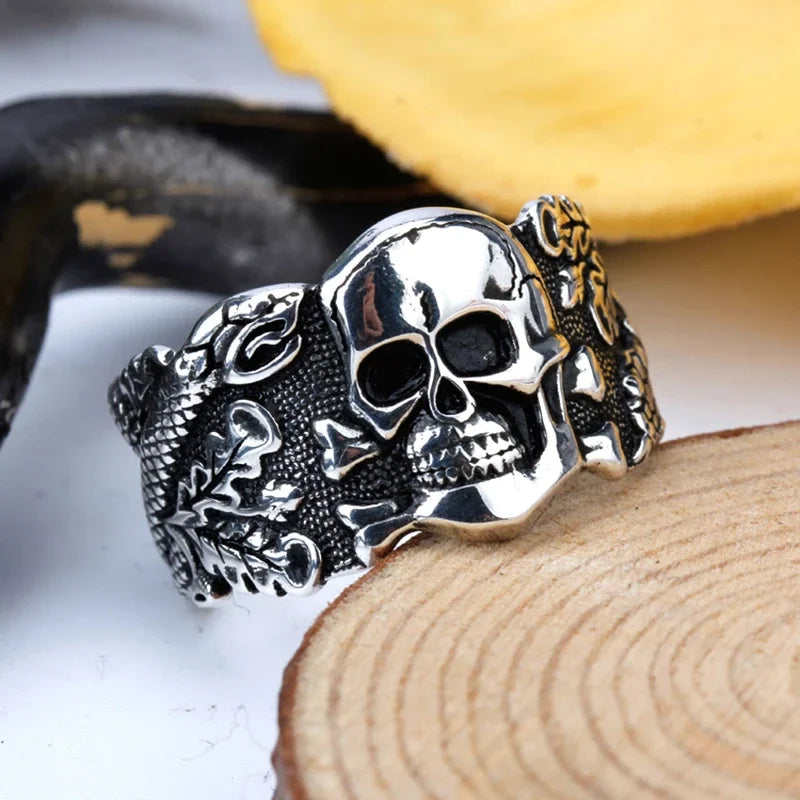Vintage S925 Sterling Silber Totenkopf Kopf Böser Dämon Vintage Punk Gothic Rock Persönlichkeit Vielseitiger High-End-Ring Geschenk
