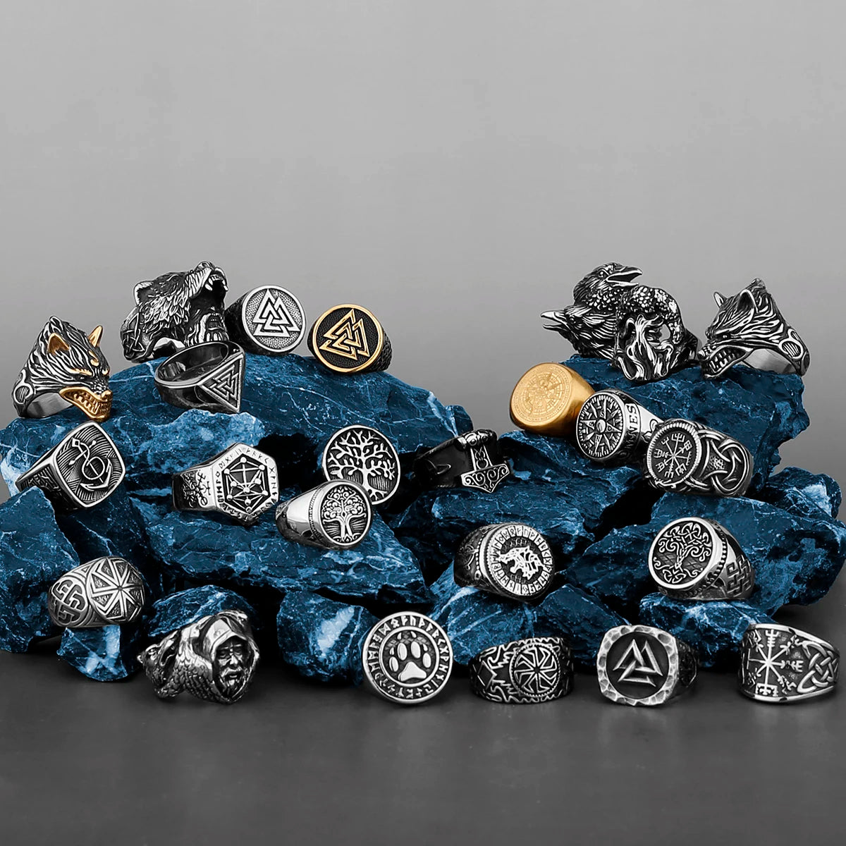 Nordic Viking Edelstahl Ring Anker Kompass Baum des Lebens Viking Rune Wolf Männer und Frauen Ring Schmuck Fabrik Großhandel