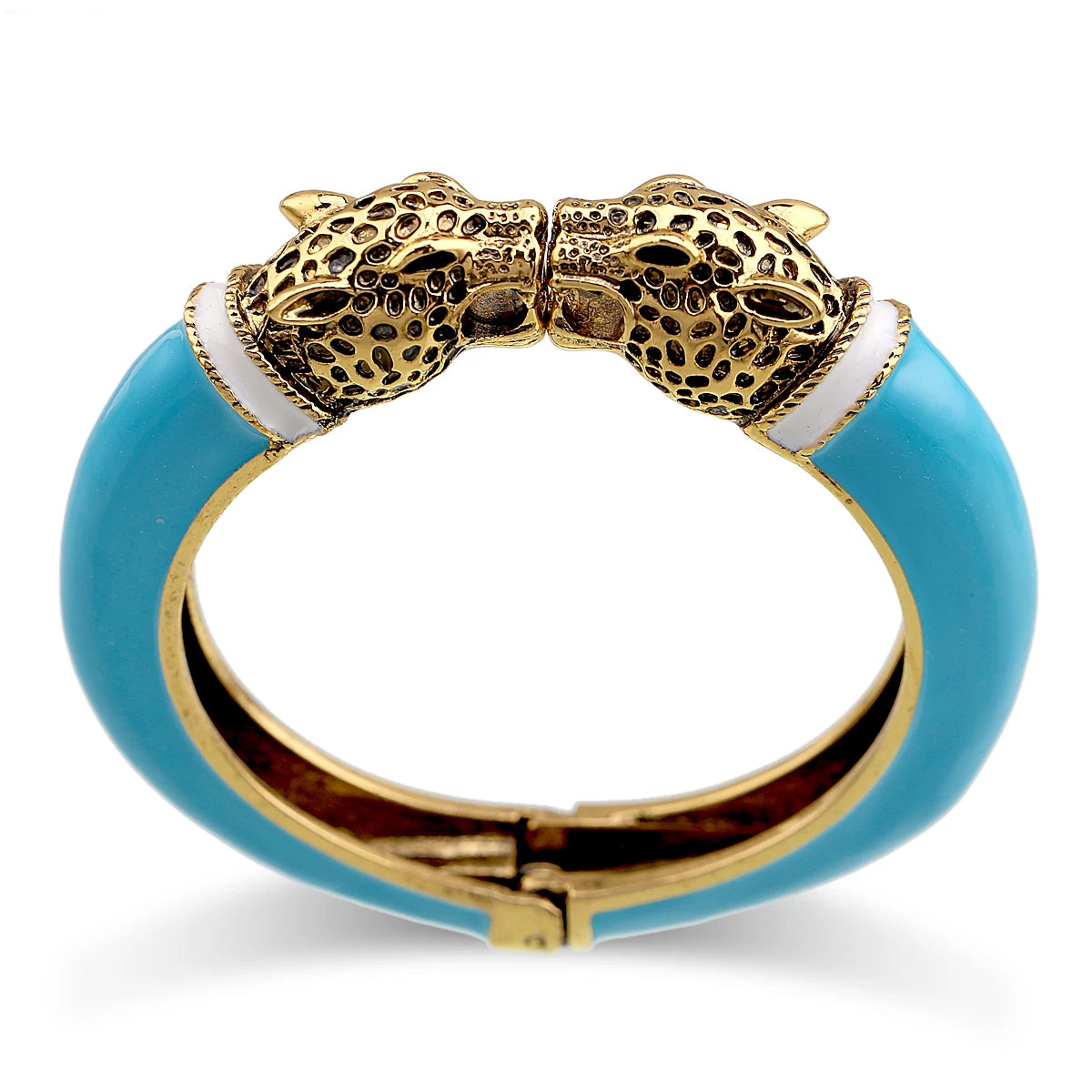 All Seasons Damen-Manschettenarmband für Party, antik vergoldet, Tier-Emaille, Leopardenkopf, Vintage-Armband, trendiger Schmuck