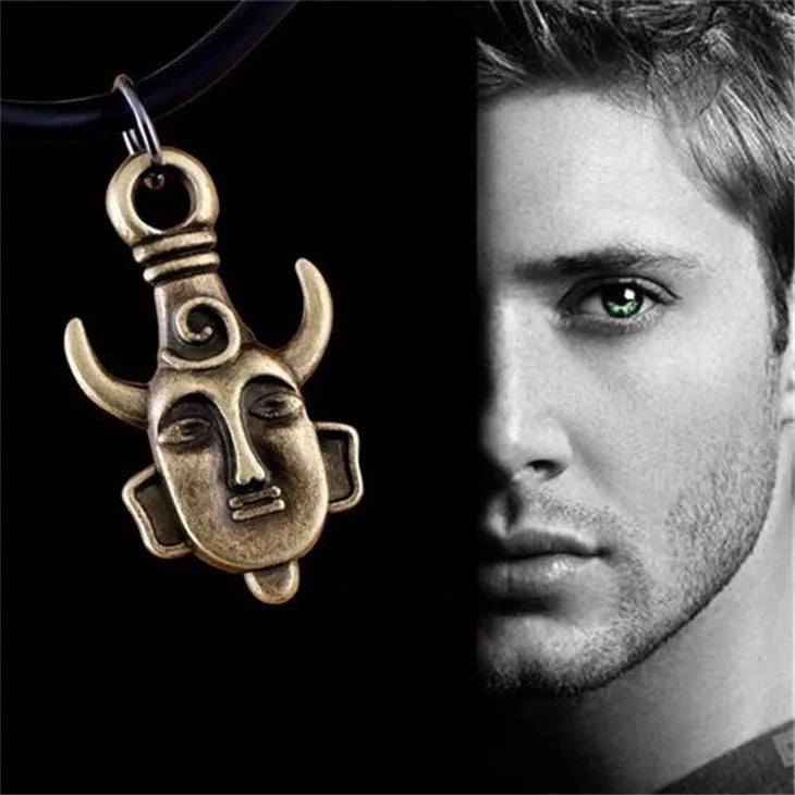 Supernatural Dean Lederseil Kupferfarbener Anhänger Kette Halskette für Damen Herren Winchester Jensen Ackles Amulett Vintage Schmuck Goth